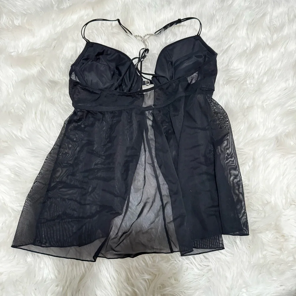 La Senza black‎ lace jewelled lingerie slip size L - Picture 3 of 6